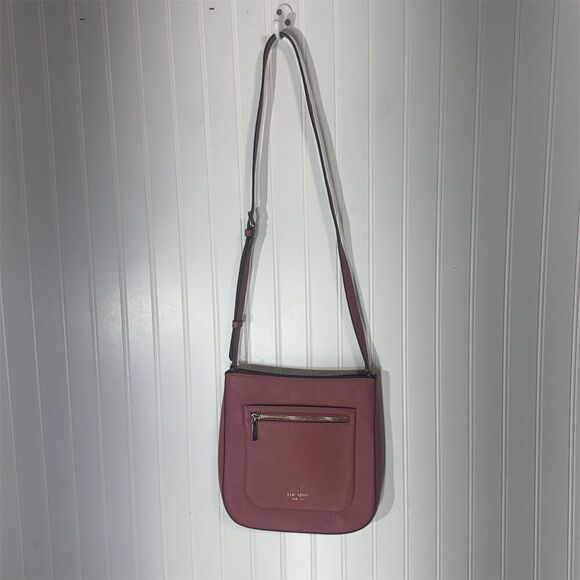 Kate Spade Crossbody Bag NWOT Pink Pebbled Leather Adjustable Strap Zip Pocket - Picture 1 of 9